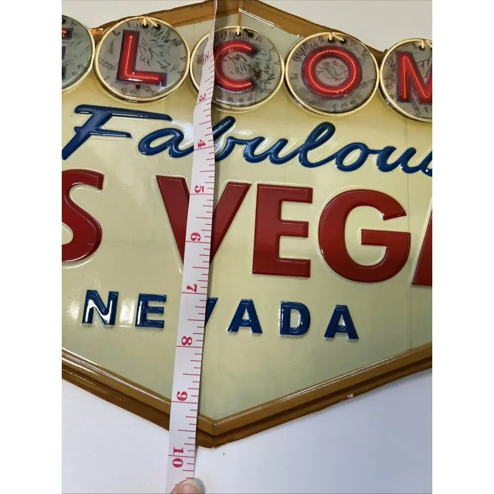 Welcome to Las Vegas Embossed Metal Sign 19x10 Garage Mancave Street Hotrod slot